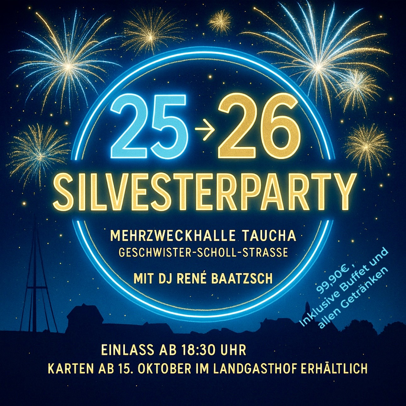 Silvesterparty in der Mehrzweckhalle Taucha